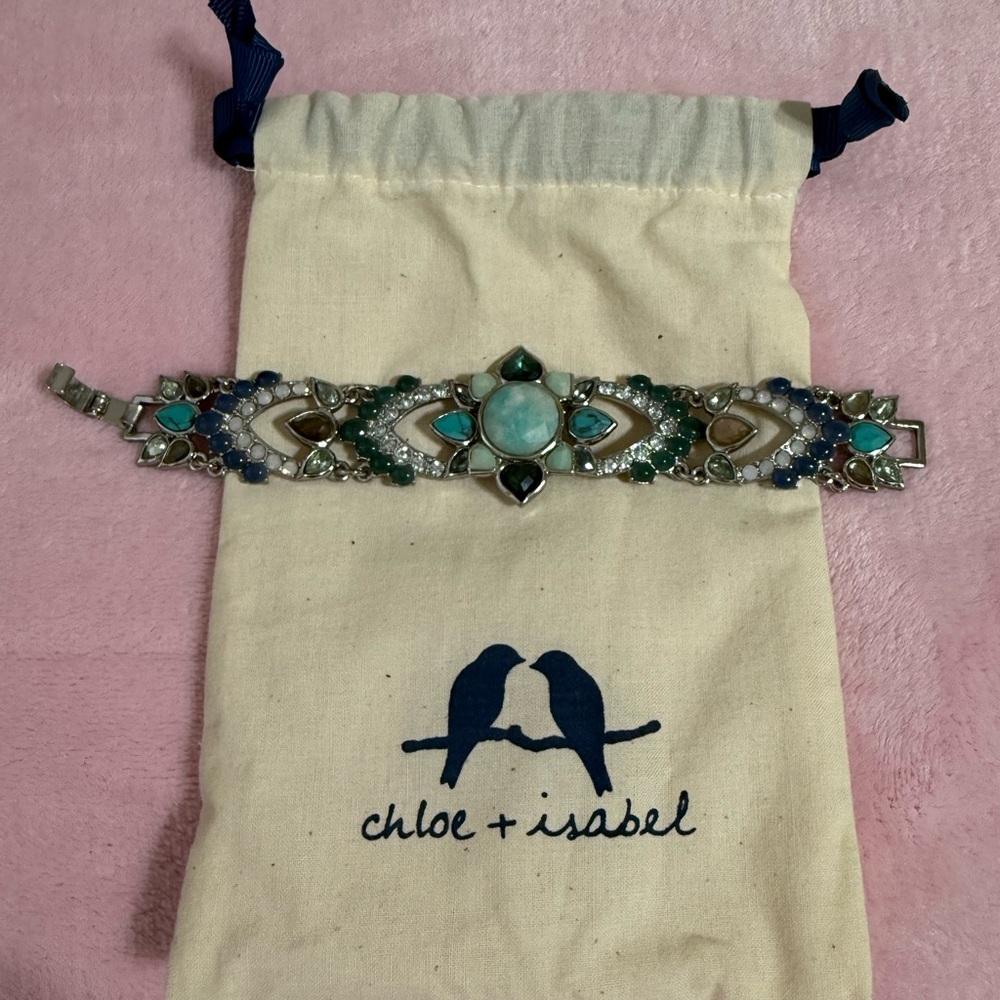Chloe + Isabel Peacock Plumes Gemstone Statement Bracelet